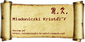 Mladoniczki Kristóf névjegykártya